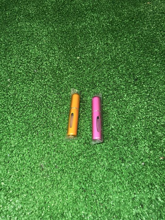 Perfumes viagem mini metalizados laranja/rosa – NOVOS!