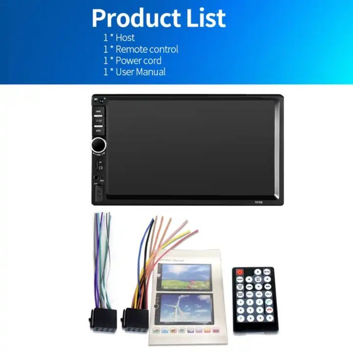 Rádio 2 Din ecrã táctil, USB, SD, BLUETOOTH, MirrorLink+Kit Mãos Livre