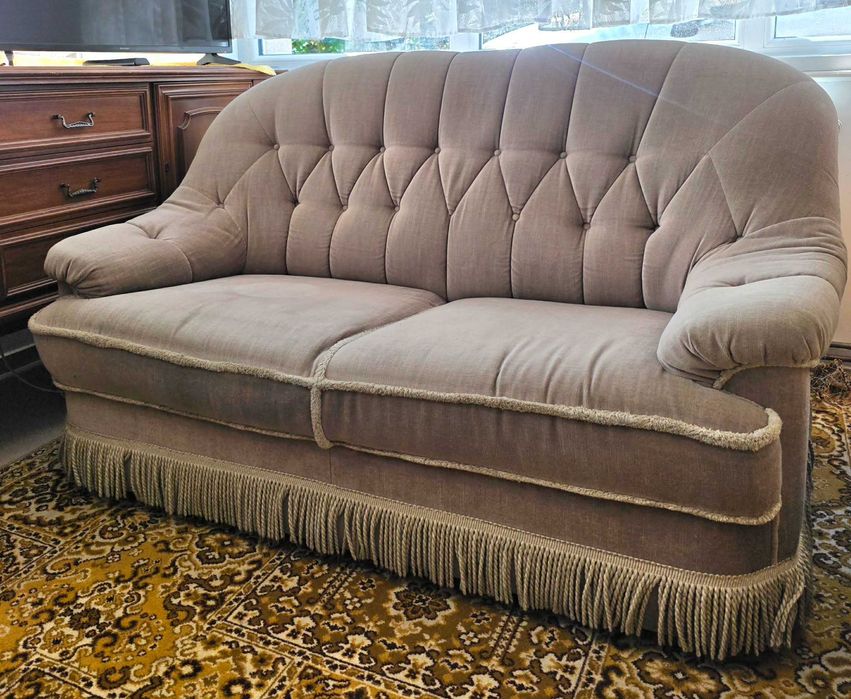 Sofa dwuosobowa, ciemny beż/jasny brąz, tapicerowany tył