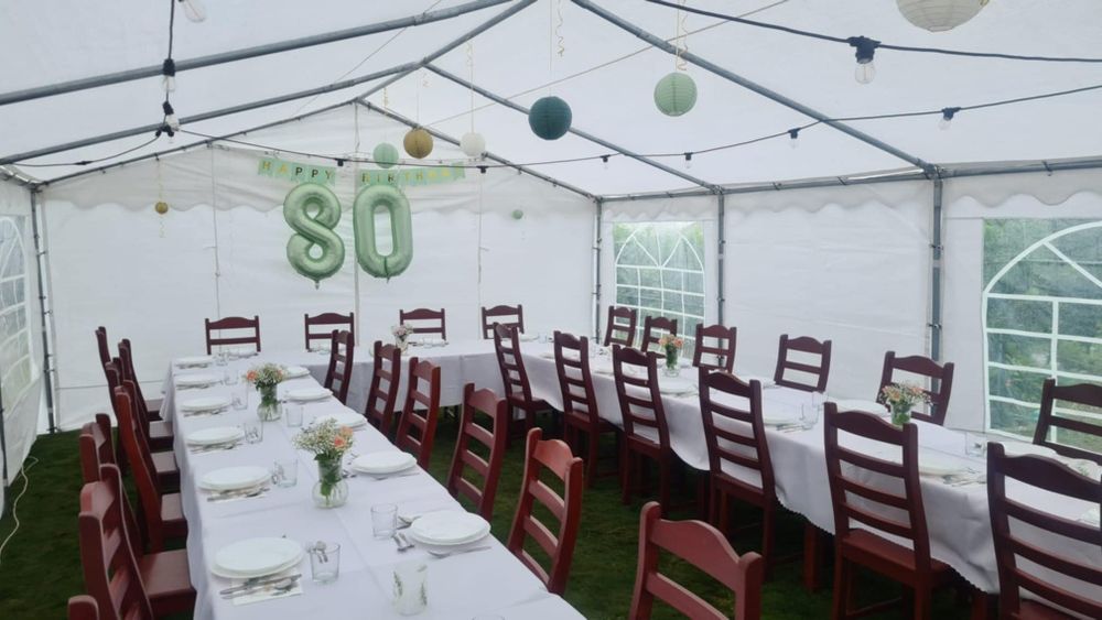 Namiot imprezowy, eventowy 5x8m do wynajecie 35-40 osób + oświetlenie