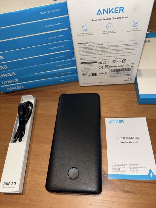 Powerbank Anker PowerCore Slim 10000 mAh | Czarny | NOWY | Komplet