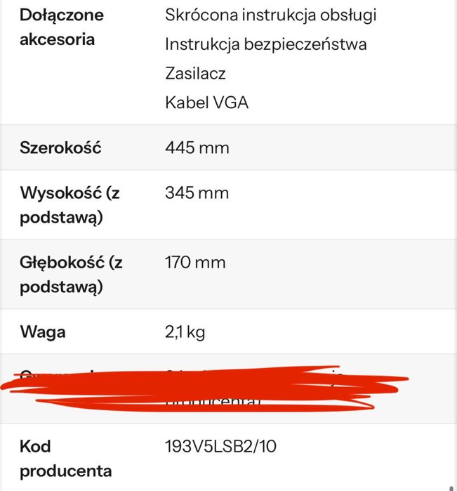 Monitor Philips 193V5LSB2/10 18,5 cala, rozdziel. 1366 x 768, sztuk 3