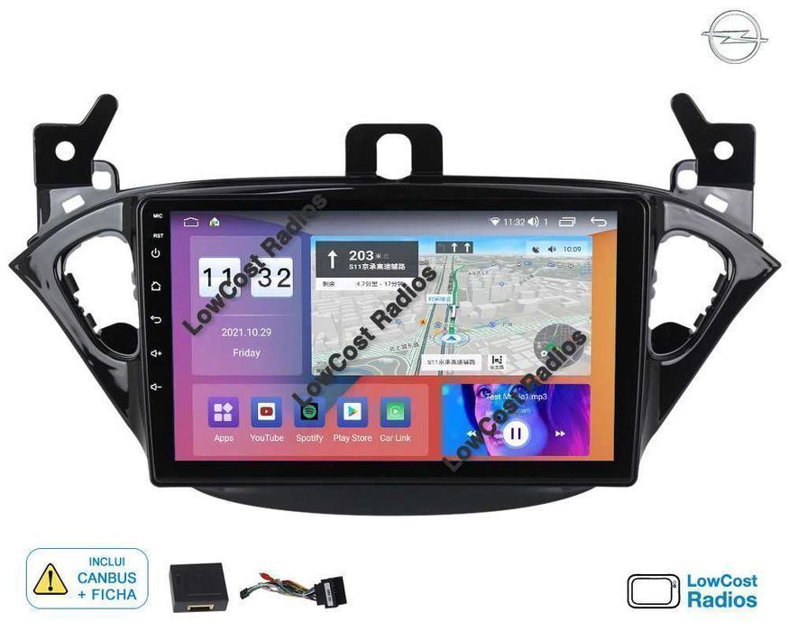 Auto Rádio 9' OPEL CORSA E | GPS ANDROID Bluetooth USB APPS WIFI | CARPLAY • ANDROID AUTO