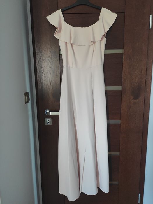 Sukienka hiszpanka długa Vinci Hit M 38 pudrowy róż