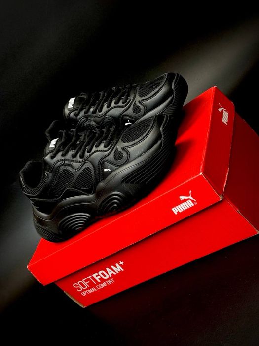 Весна 2026 / кожаные Puma / женские черные деми кроссовки/пума женские