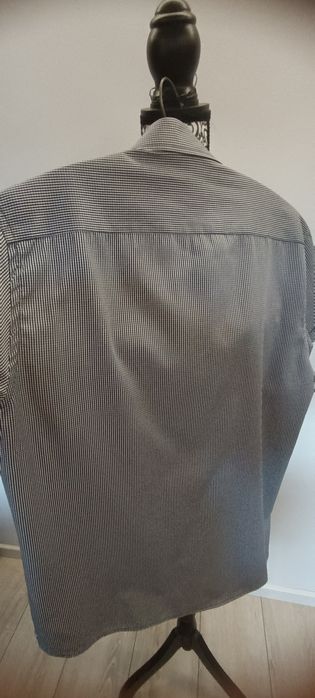 Koszula męska na krótki rękaw, kratka granatowo biała