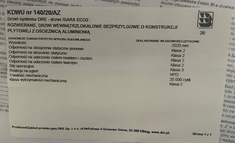 Drzwi bezprzylgowe DRE