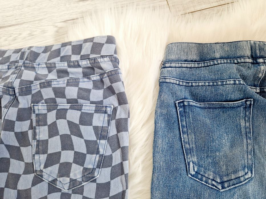 Spodnie treginsy dzwony jeansy flare wide legs boho płaszczyk sweter