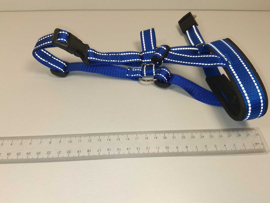 N211 Niebieskie Szelki Dla Psa Odblaskowe Regulowane Miękkie Podszycie