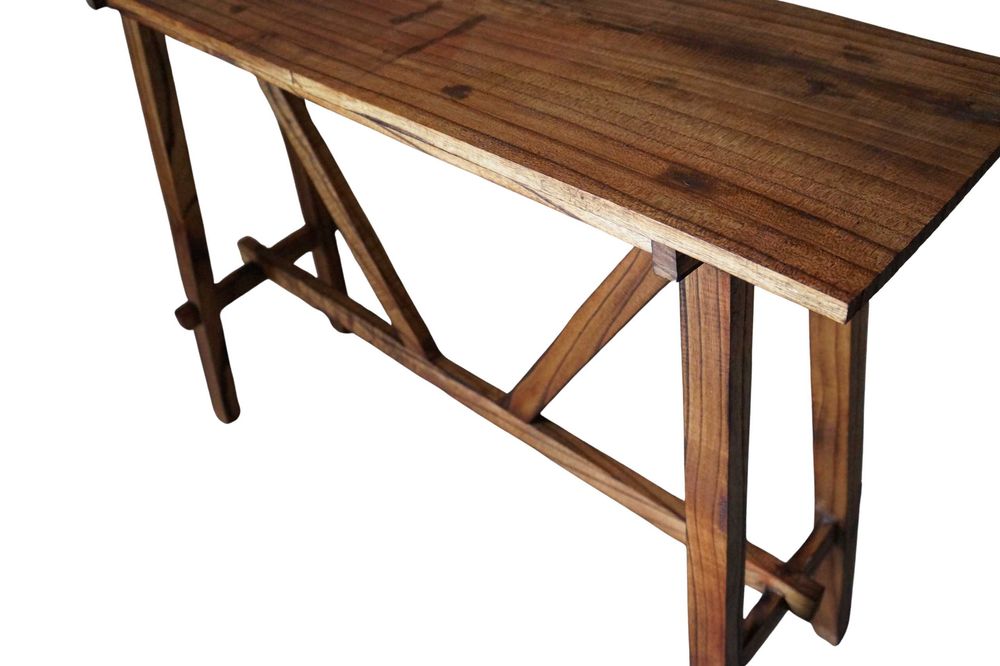 Drewniana konsola 100x30x80 cm brąz vintage