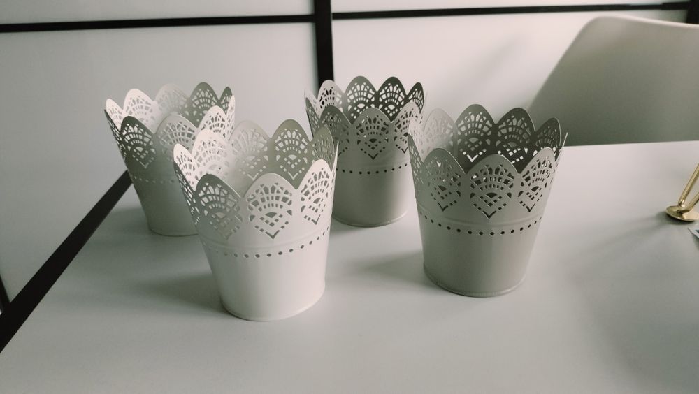 4 osłonki metalowe doniczka doniczki