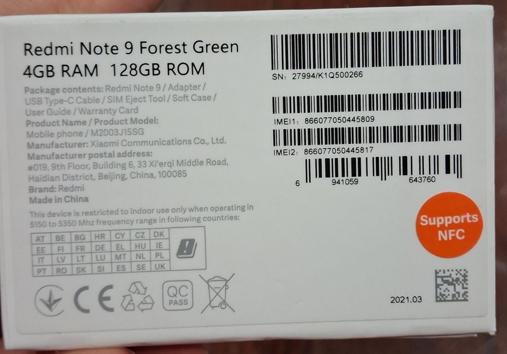 Xiaomi Redmi 9 4gb Ram 128gb Rom