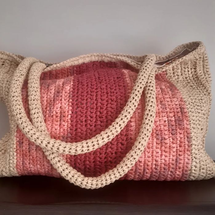 Torebka rafia szydełkowa handmade multicolor