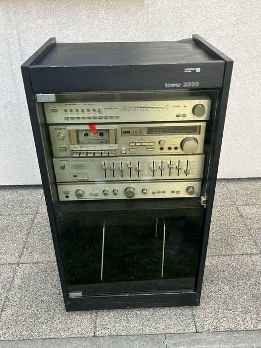 Wieża Unitra Diora Tower 2000 kompletny zestaw stereo PRL + Sony