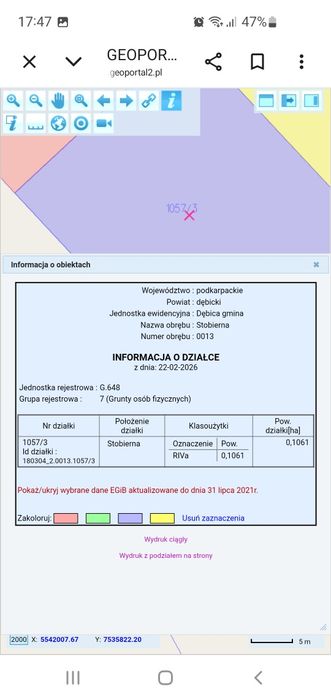 Działka  Stobierna gm. Dębica