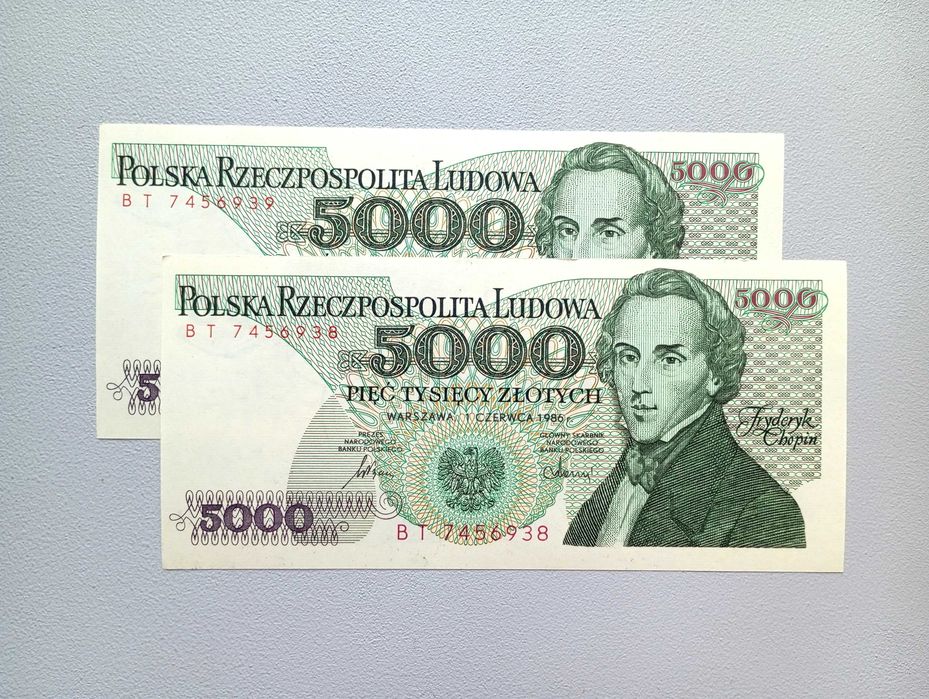 5000 zł 1986  - BT -  st. UNC-