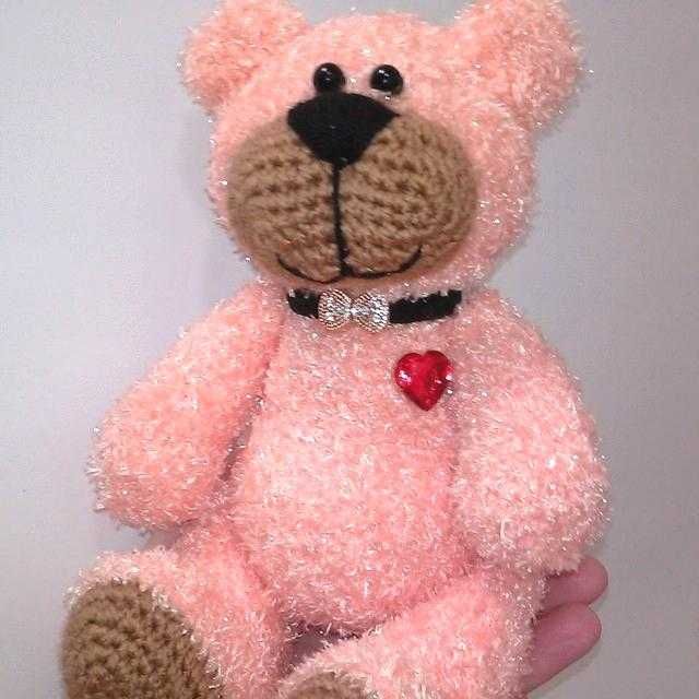 Новая вязаная Мягкая игрушка Prezzzent_ Мишка Персик Hand Made 25 см