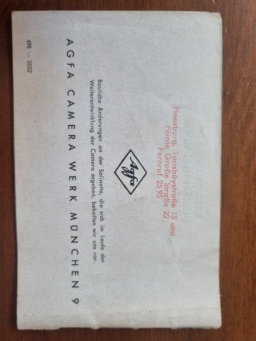 instrukcja obsługi aparatu Agfa Solinette II