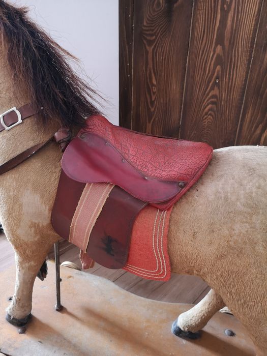 Antyk lata 30' koń na biegunach, kółkach zabawka drewno