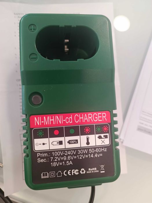 Carregador de baterias entre 7.2 e 18 vol