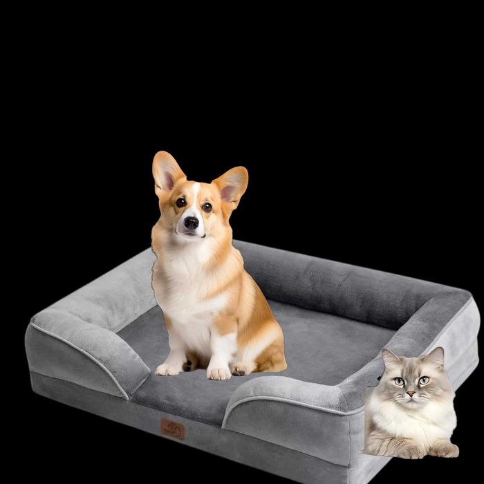 Ortopedyczne Legowisko dla psa Bedsure L 71×58×16,5 cm|Sofa Szara