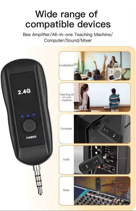 2.4G Microfone Sem Fio para Amplificação de Áudio Bluetooth