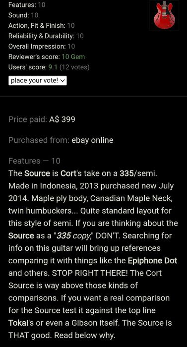 Cort Source ES335 semi-hollow