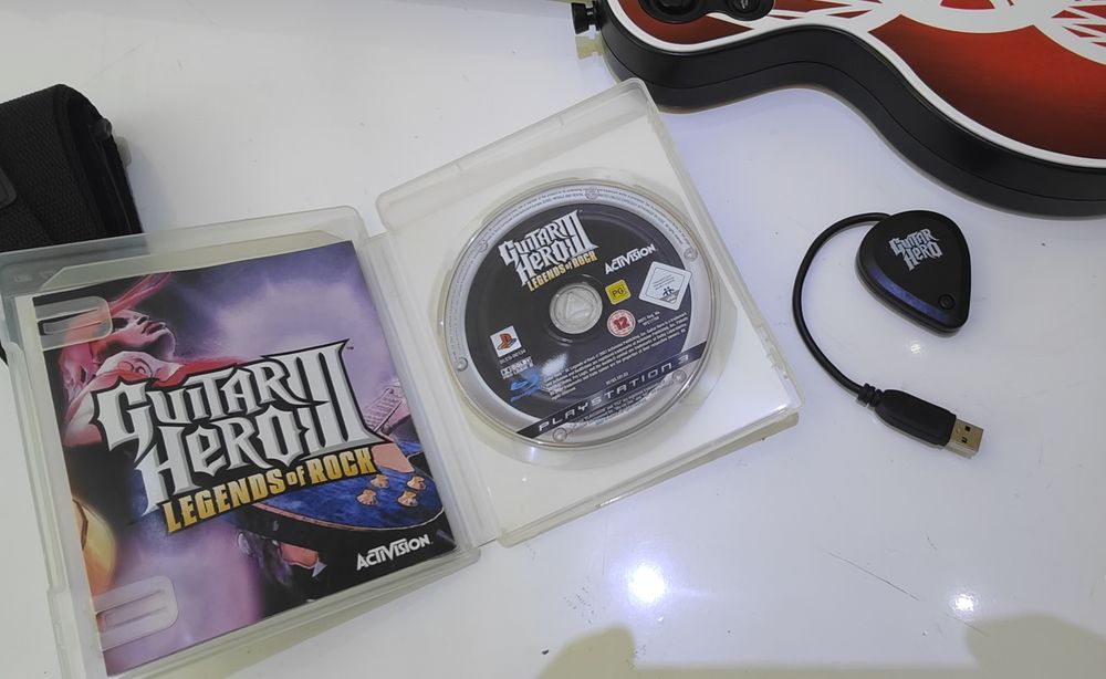 PS3 Guitarra Guitar Hero Les Paul Aerosmith + Dongle Original + jogo