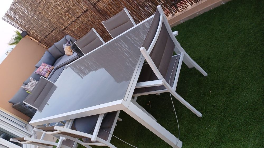 Mesa exterior extensivel 3 metros e cadeiras