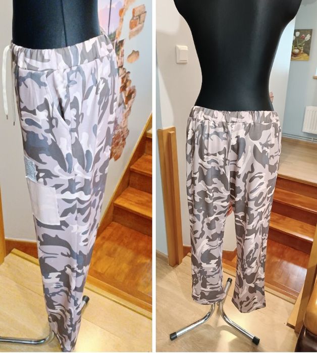 Piżama Dres Damski z Kieszeniami Dwuczęściowy Moro Morelowy r. XL Nowy