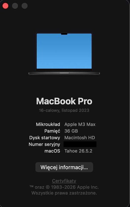 MacBook Pro 16 M3 MAX 36GB 1TB Bateria 100% Space Black