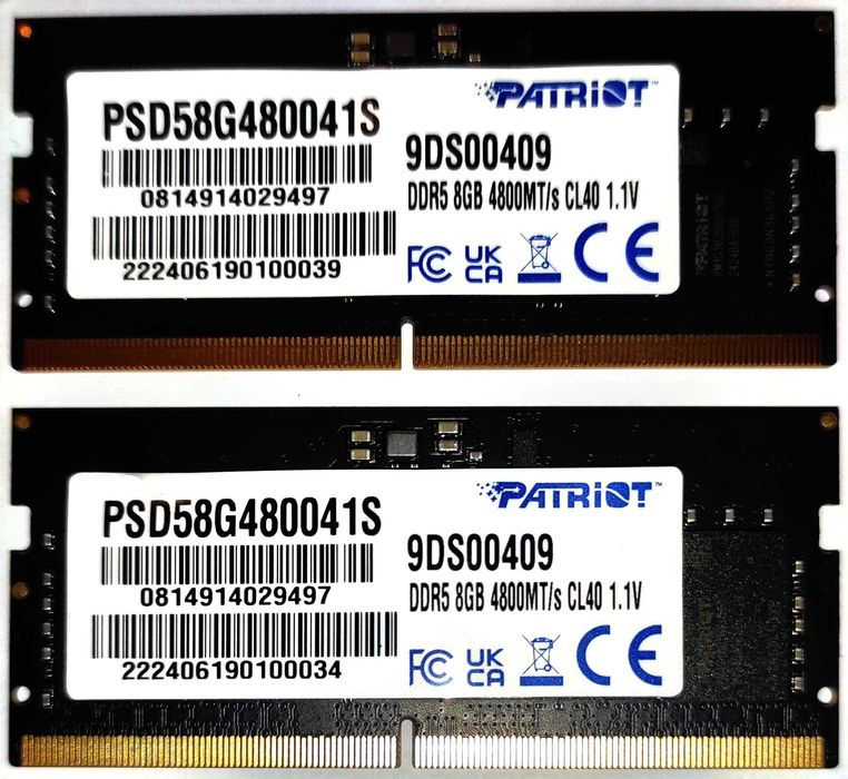 Оперативна пам'ять Patriot SO-DIMM DDR5 4800MHz 16GB Kit 2x8GB