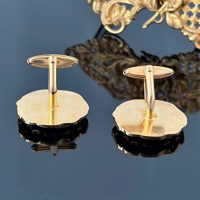 Złote spinki do mankietów pozłacane 24 karatowym złotem