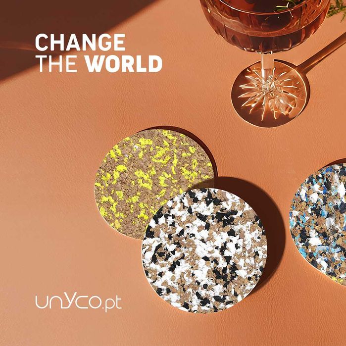 Base para copos de cortiça reciclada redonda Cork Color Unyco Pack25