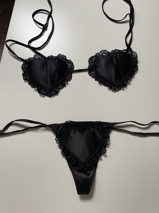 Komplet bielizny Tezenis r 36 (S) czarny satyna