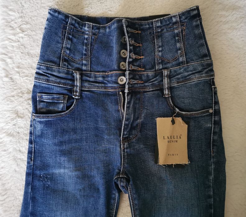 Spodnie damskie dżins jeans bardzo wysoki stan nowe z metką r. M