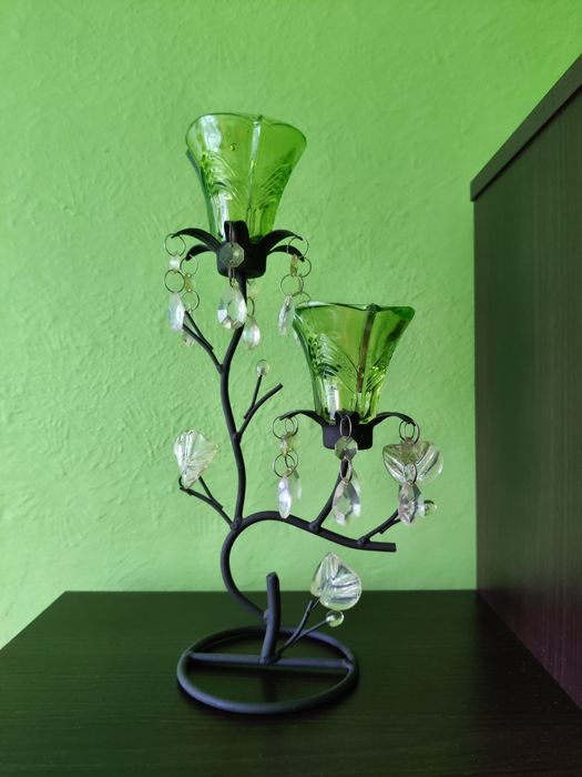 Świecznik z kryształkami