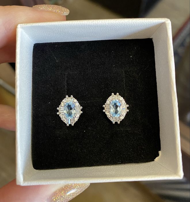 Срібні сережки з натуральним топазом