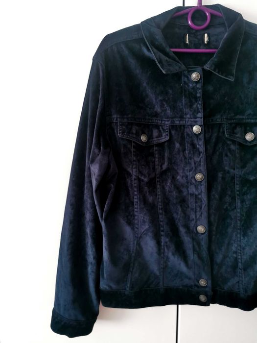 Welurowa kurtka katana koszula granatowa vintage 40 L 42 XL