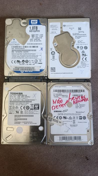 Lote 4x Discos HDD 1TB 2.5" (Avariados)