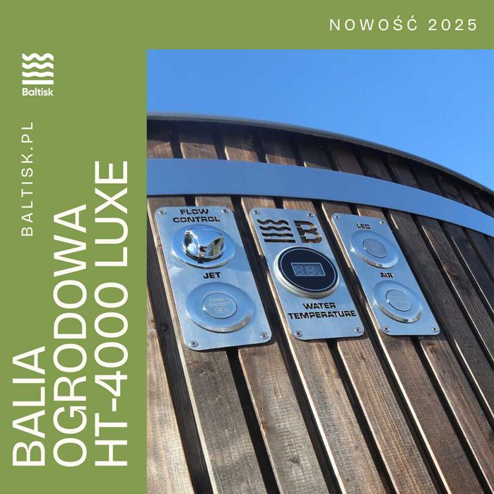 Balia Ogrodowa Nowy model 2025 - hydromasaż jacuzzi LED piec na drewno