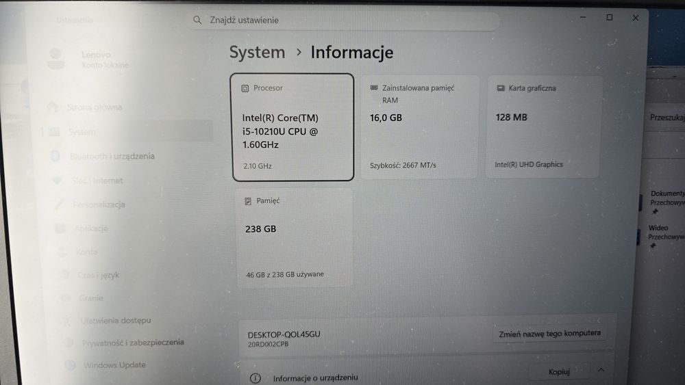 Lenovo Thinkpad E15 240GB ssd 16GB RAM