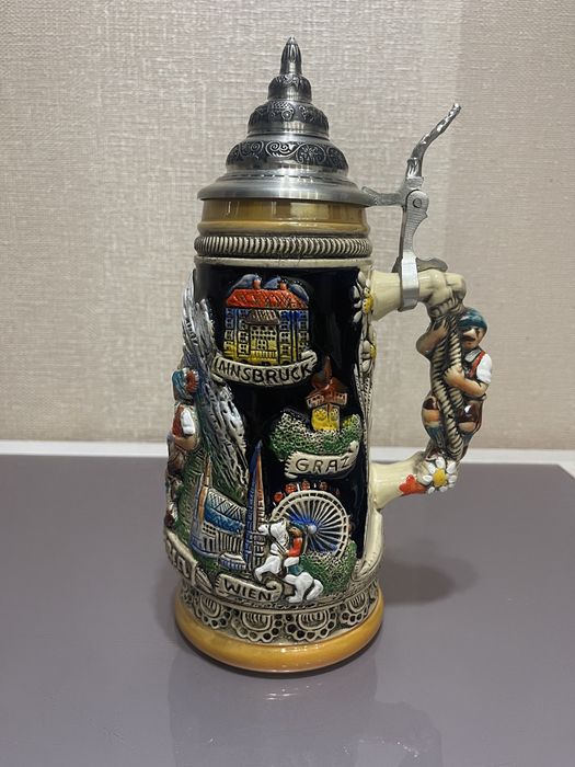 Колекційний кухоль KING Austria №1003, ручний розпис, олов’яна кришка
