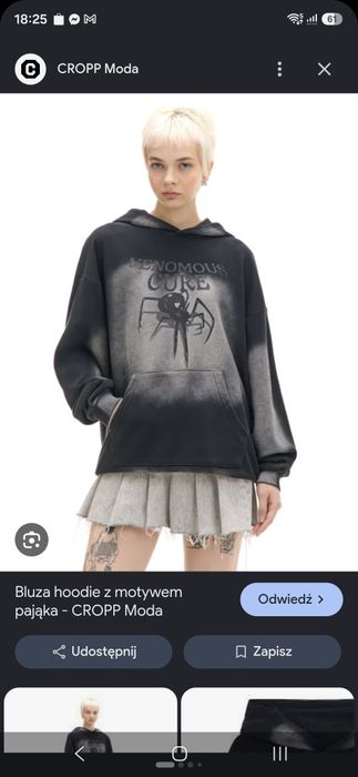 Bluza Cropp hoodie z motywem pająka