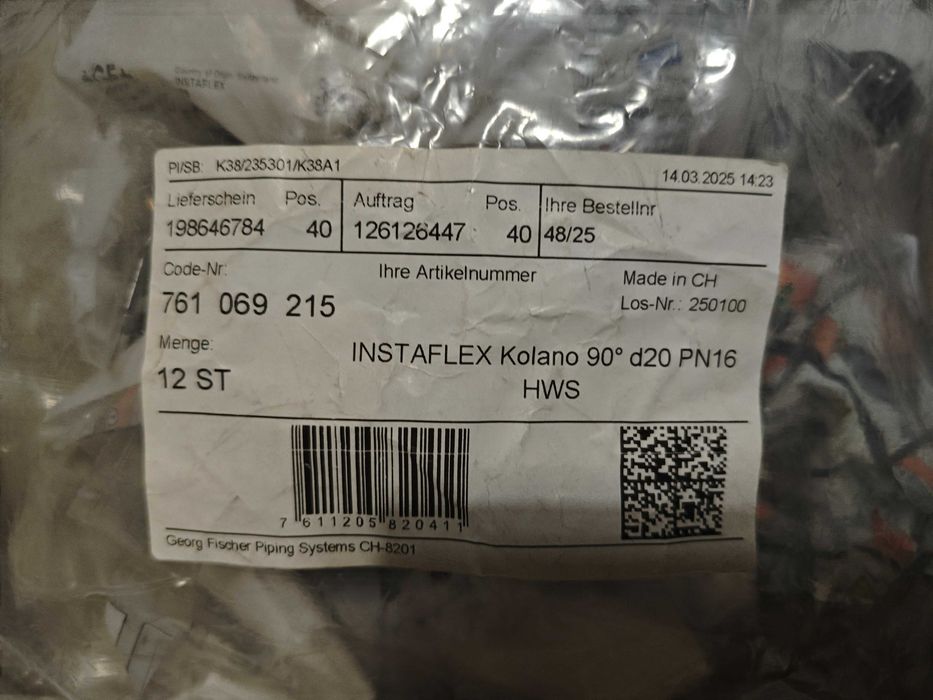 Kolano 90 stopni Gf Georg Fischer Systemu GF Piping Systems Instaflex Fi 20mm