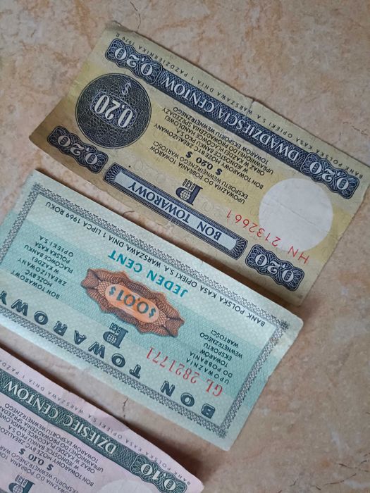 Pieniądze Bony towarowe do Pewexu z okresu PRL-u