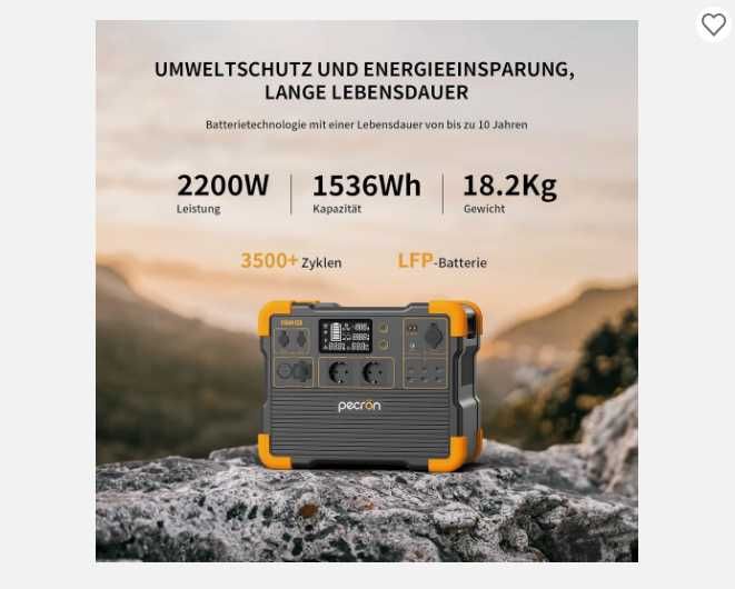 Зарядка станція PECRON 2200 ВТ E1500LFP 1536 Вт·год / портативна повер