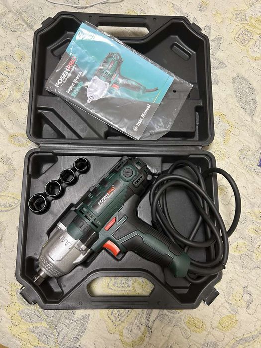 Електричний гайковерт POSENPRO 550W + 4 ударні головки (Повний комплект