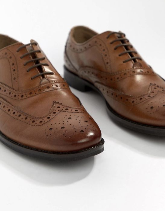 Шкіряні чолові туфлі на широку ногу оксфорди коричневі нові літо осінь