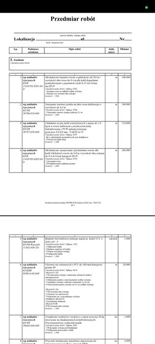 Kosztorysy elektryczne KNR/ POMIARY ELE/ ELEKTRYK